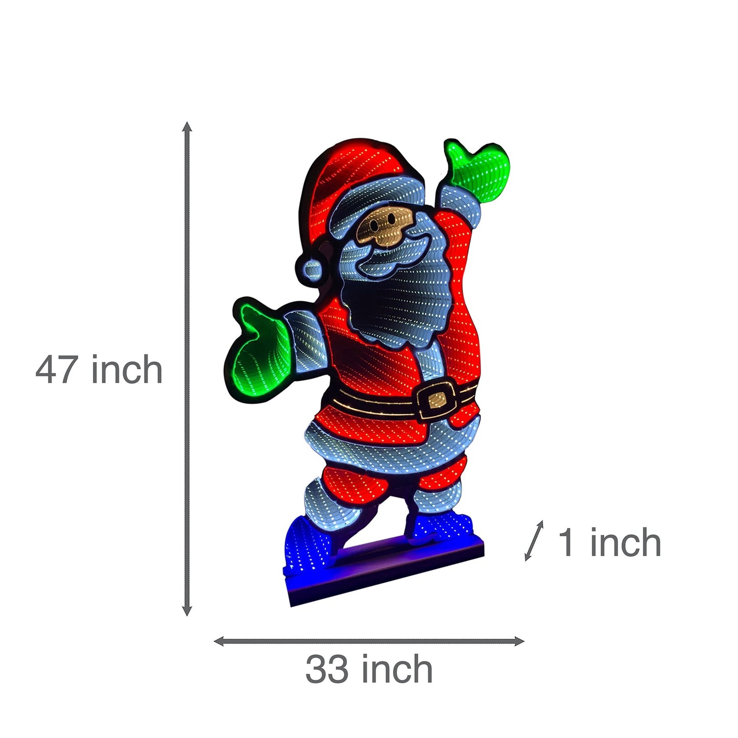 Infinity Light Standing Santa With Wooden Base (47")