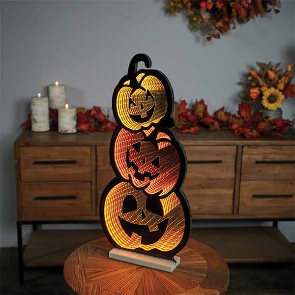 Triple Jack-o-Lantern Infinity Light, Acrylic w/UL Plug, 23"
