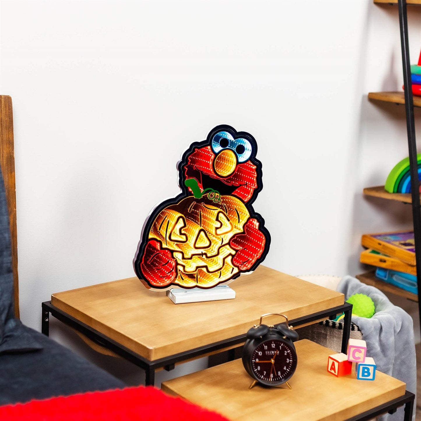 Sesame Street Elmo with Pumpkin Infinity Light w/UL Plug, 16", Acrylic