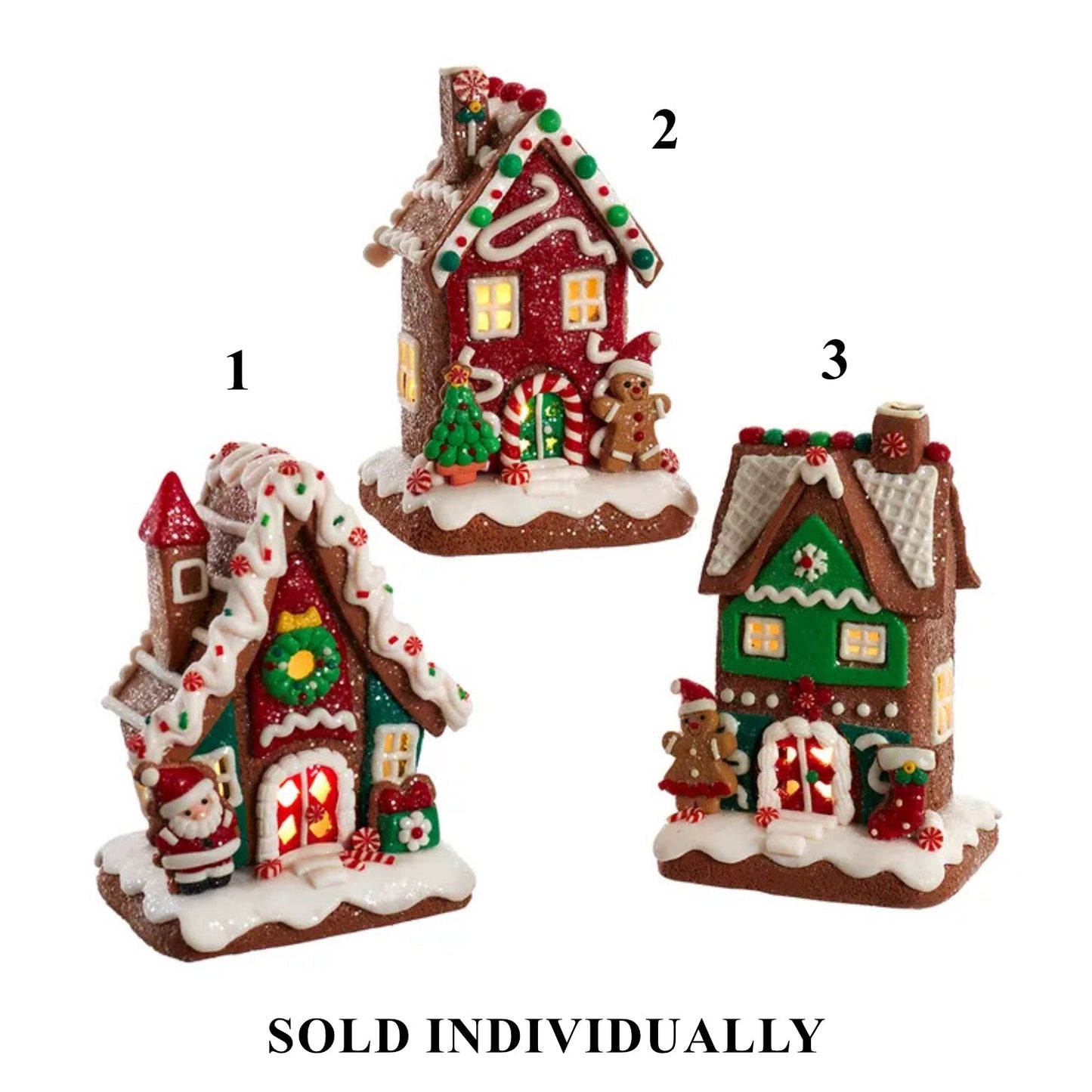 Battery Operated LED Gingerbread House With Santa, 6" (3 styles - sold individually)