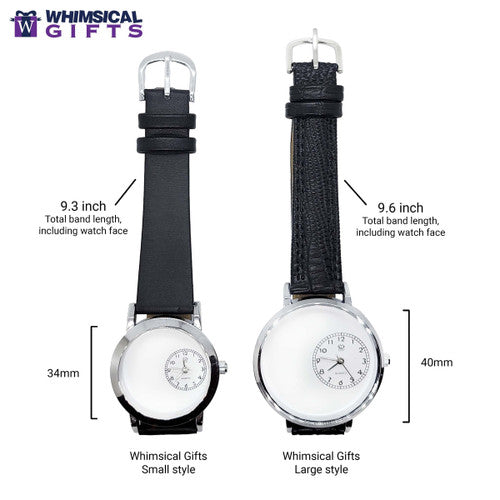 Whimsical Gifts Christmas Santa Claus 3D Watch | Gold or Silver Finish Large or Small | Unique Fun Novelty | Handmade in USA | Red Leather Watch Band