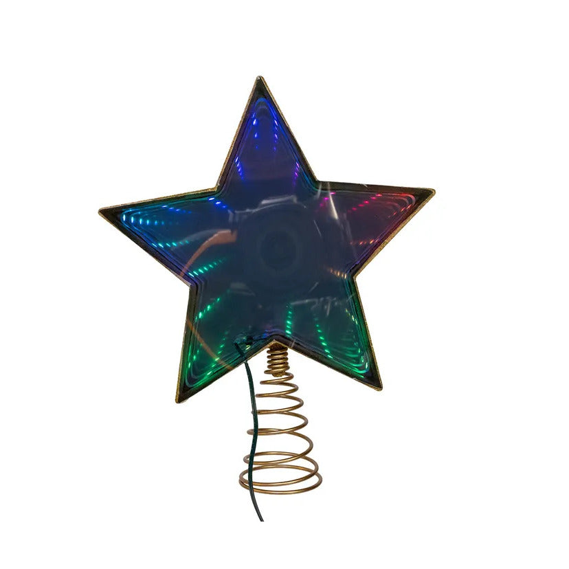 UL 22L Multicolor Infinity Effect SMD LED Gold Glitter Star Treetop, 11.5"