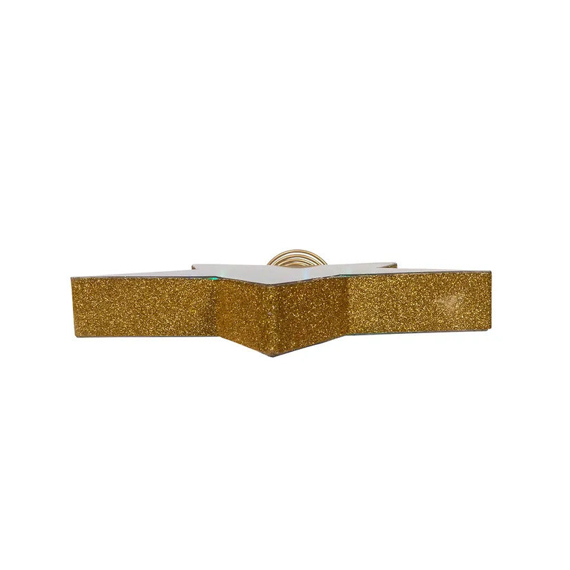 UL 22L Multicolor Infinity Effect SMD LED Gold Glitter Star Treetop, 11.5"