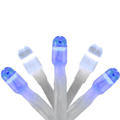 150 Blue and White LED Swag Christmas Lights - 7.5 ft White Wire