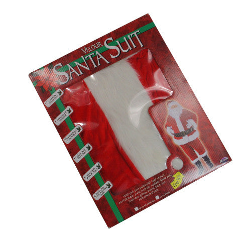 Red and White Plush Velour Santa Claus Women Christmas Costume Suit - Standard Size