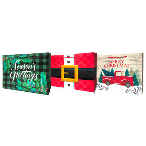 Pack of 3 Large Assorted Christmas Gift Bags with Rope Handle
