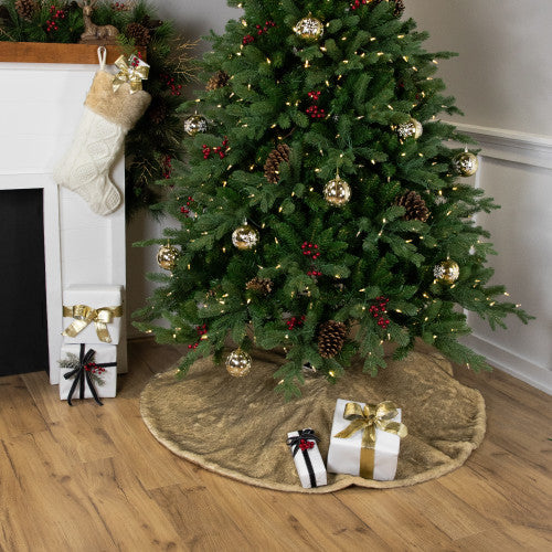Cable Knit Christmas Stocking with Faux Fur Cuff - 20.5" - Cream and Beige