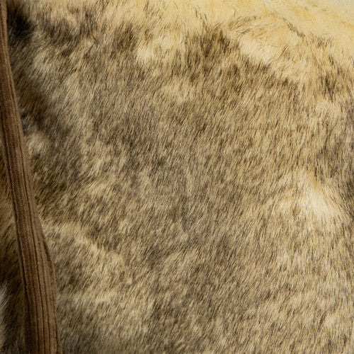 Faux Fur Christmas Stocking with Pom Poms - 20.5" - Beige and Brown