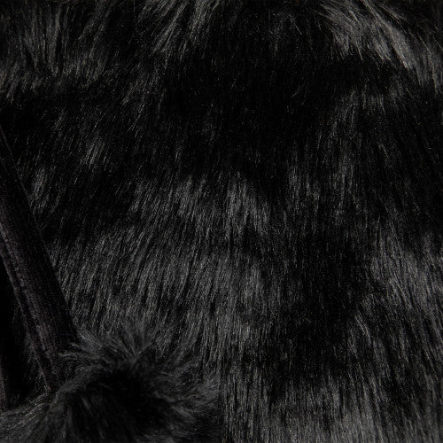 Sable Faux Fur Christmas Stocking with Pom Poms - 20.5" - Black