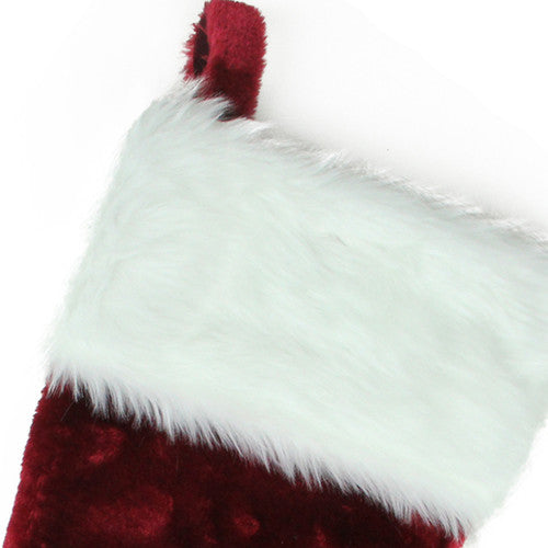 Traditional Christmas Stocking with Cuff - 20" - Burgundy and White