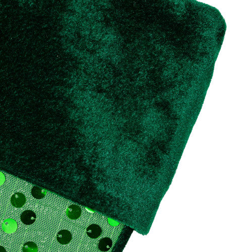 20" Shiny Metallic Green Sequined Christmas Stocking with Velveteen Cuff