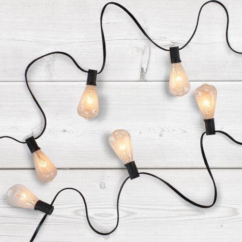 10 Count Clear Edison Glass Patio Lights, 9ft Black Wire