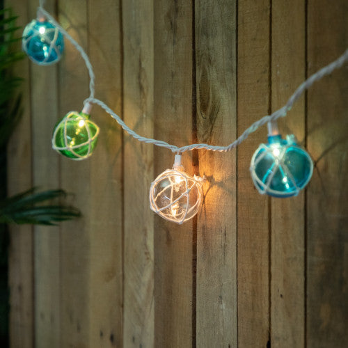 10-Count Multicolor Globe Christmas Light Set, 6ft White Wire