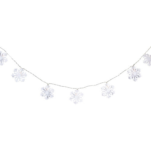 10 B/O White Snowflake LED Candlelight Clear Christmas Lights - 4 ft Clear Wire