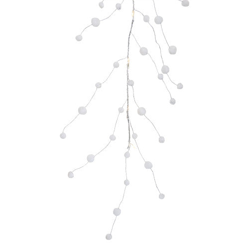 10-Count B/O Warm White LED Pom Pom Garland Christmas Lights - 3' Clear Wire