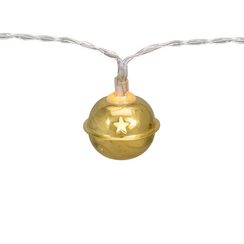 10-Count LED Gold Christmas Bells Fairy Lights, 5.5ft, Copper Wire