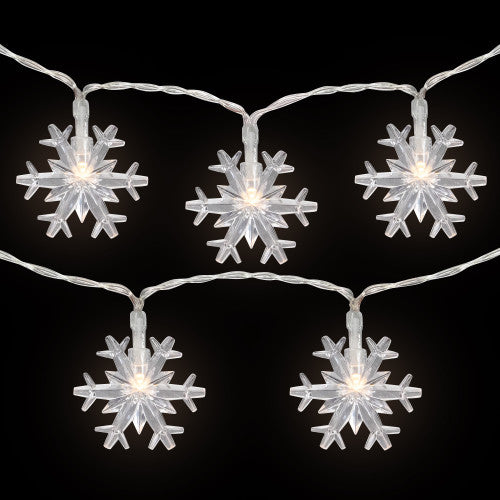 10-Count LED Snowflake Christmas Fairy Lights, 4.25ft, Copper Wire