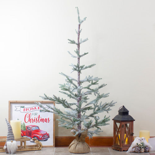 4' Snow Covered Frosted Pine Artificial Christmas Tree with Jute Base – Unlit