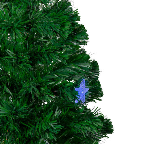 4' Pre-lit Potted Medium Pine Color Changing Star Artificial Christmas Tree - Multi-Color Fiber Optic LED Lights
