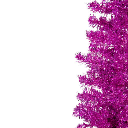 4' Pink Artificial Tinsel Christmas Tree, Unlit