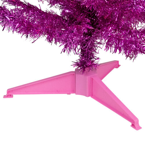 4' Pink Artificial Tinsel Christmas Tree, Unlit