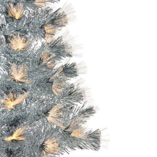 3' Pre-Lit Silver Fiber Optic Artificial Christmas Tree, Warm White Lights