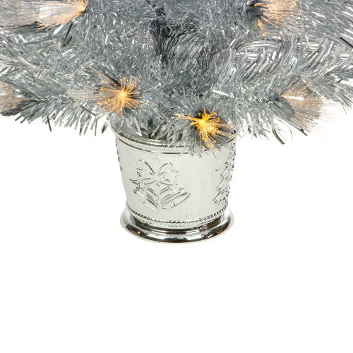 3' Pre-Lit Silver Fiber Optic Artificial Christmas Tree, Warm White Lights