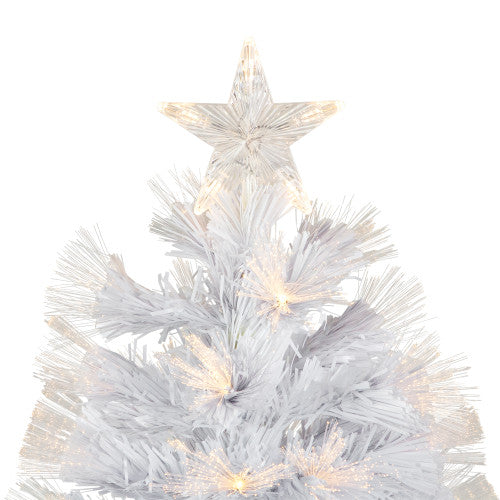 3' Pre-Lit White Fiber Optic Artificial Christmas Tree, Warm White Lights