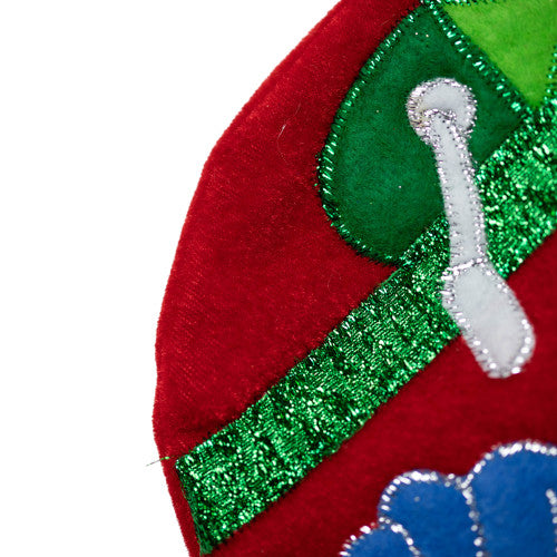 19.5" Red Velveteen Fishing Themed Christmas Stocking with Green Cuff