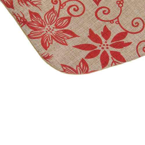 20" Tan and Red Rustic Burlap Poinsettia Christmas Stocking