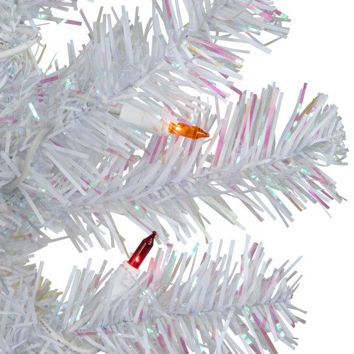 3' Pre-lit White Iridescent Pine Artificial Christmas Tree - Multi Lights