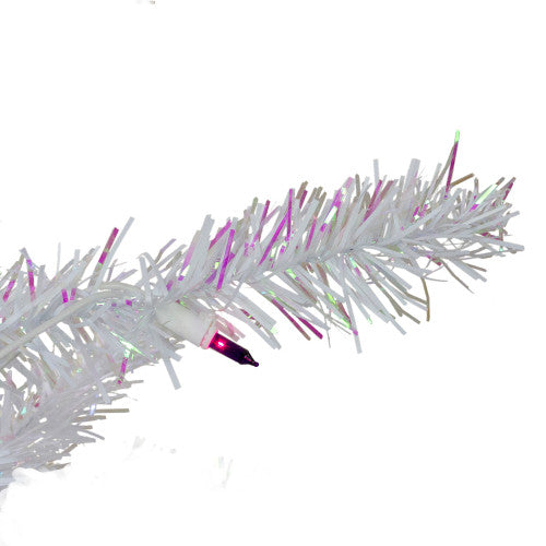 4' Pre-lit White Iridescent Pine Artificial Christmas Tree - Purple Lights
