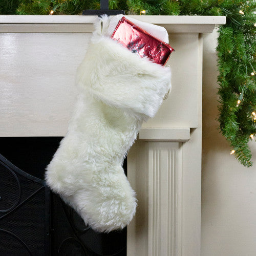 20" Ivory White Soft Faux Fur Decorative Christmas Stocking