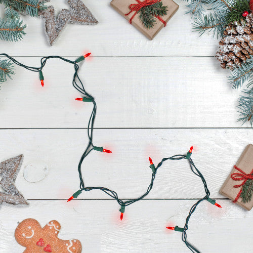 100-Count Red LED Mini Christmas Lights - 33 ft Green Wire