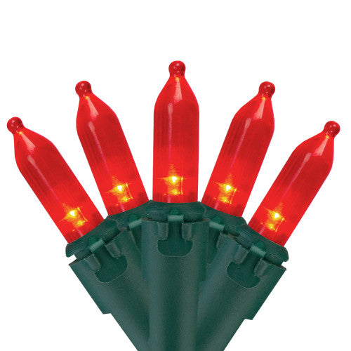 100-Count Red LED Mini Christmas Lights - 33 ft Green Wire
