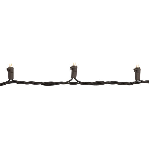 100 Warm White LED Wide Angle Christmas Lights - 33 ft Brown Wire