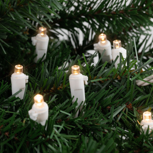 100ct Warm White LED Wide Angle Christmas Lights, 33ft White Wire