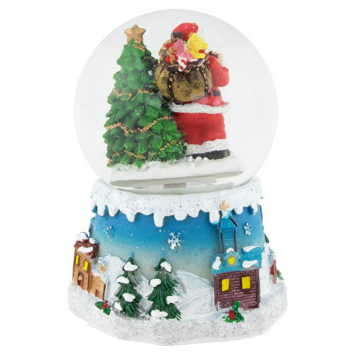 Santa Claus with Christmas Tree and Reindeer Musical Snow Globe - 5.5"