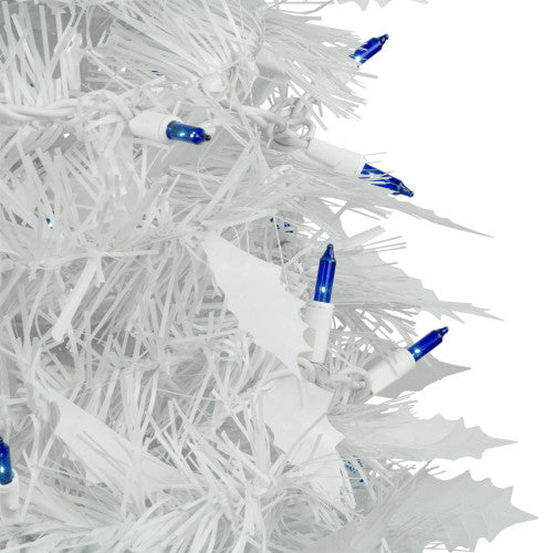 6ft Lighted White Tinsel Pop-Up Artificial Christmas Tree, Blue Lights