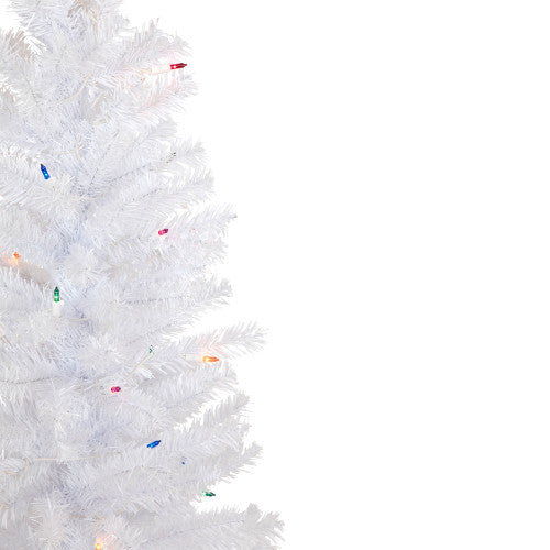4' Pre-Lit Woodbury White Pine Slim Artificial Christmas Tree, Multi Lights