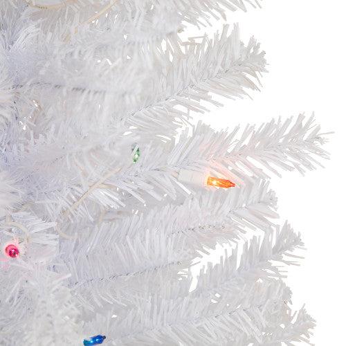 2' Lighted Woodbury White Pine Slim Artificial Christmas Tree, Multi Lights