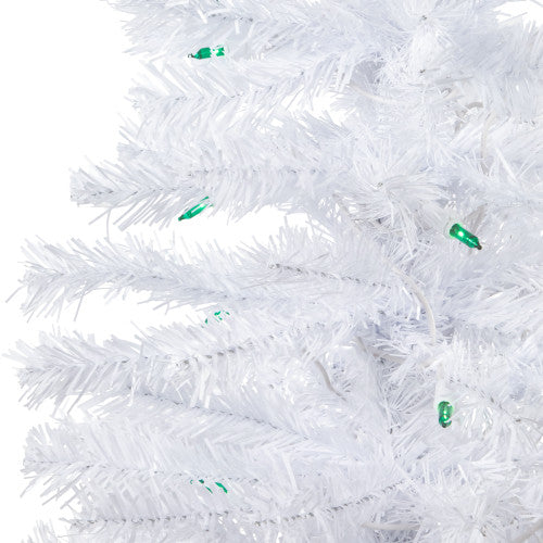 3' Pre-Lit Woodbury White Pine Slim Artificial Christmas Tree, Green Lights
