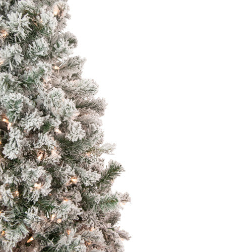 4.5' Pre-Lit Flocked Madison Pine Artificial Christmas Tree, Clear Lights