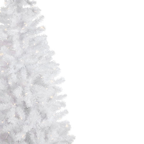 7.5' Pre-Lit White Georgian Pine Pencil Artificial Christmas Tree, Warm White LED Lights