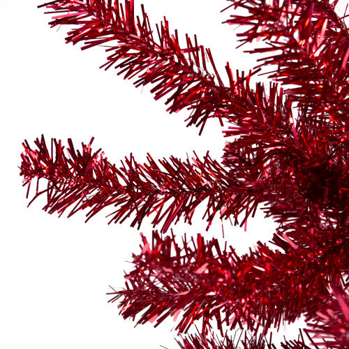 7' Metallic Red Tinsel Artificial Christmas Tree - Unlit