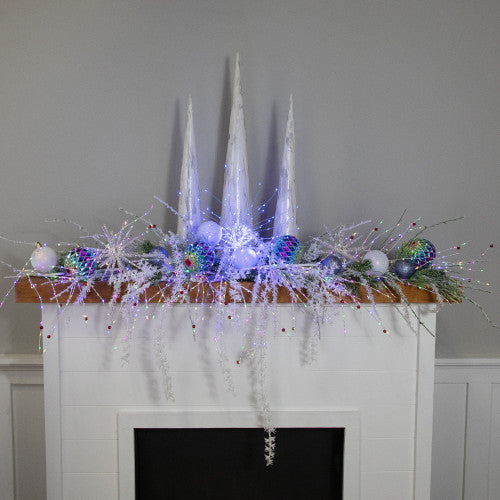 20" LED Lighted Firework Silver Branch Christmas Decoration - Blue Lights