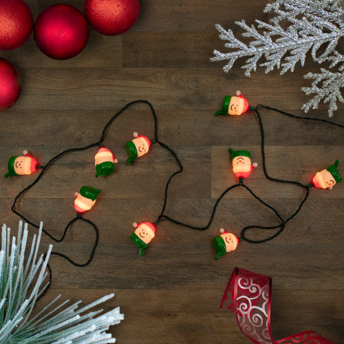 10 Count Snowman Heads with Scarves Christmas Light Set, 7.5ft Green Wire