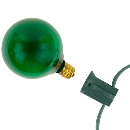 10-Count Green G50 Globe Christmas Patio Lights- 9ft, Green Wire