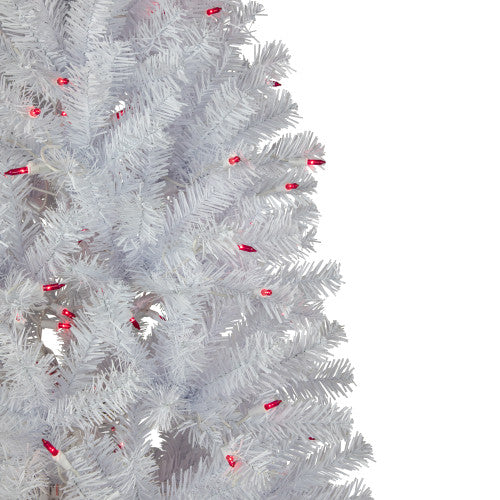 6.5’ Pre-Lit Slim Geneva White Spruce Artificial Christmas Tree, Pink Lights