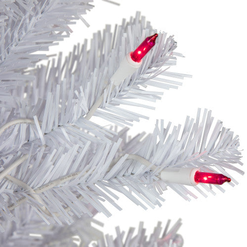 6.5’ Pre-Lit Slim Geneva White Spruce Artificial Christmas Tree, Pink Lights